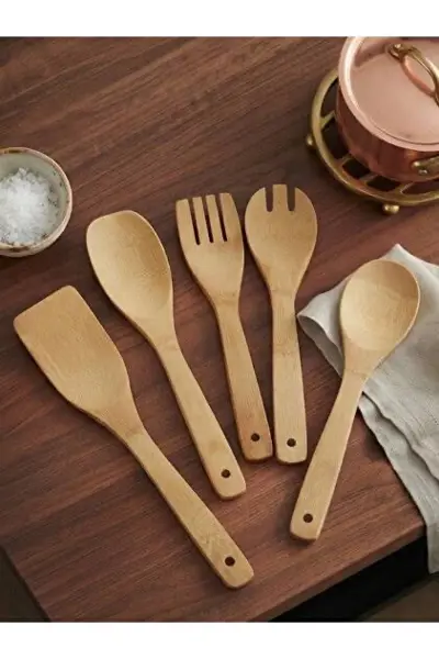 Bamboo  5 Li Yemek Pişirme Servis Spatula Seti