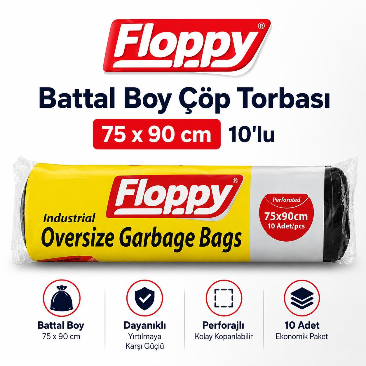 Floppy Endüstriyel Battal Çöp Torbası Poşeti 75x90 Cm